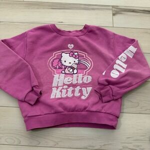 Hello Kitty Sanrio Girls Pink Fleece Sweatshirt Graphic Pullover M 7-8